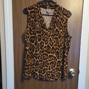 Anne Klein Leopard Print Sleeveless Blouse